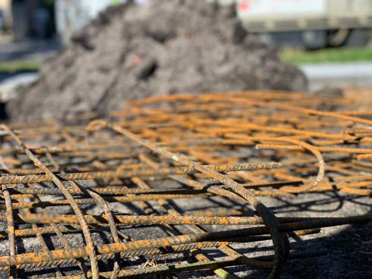 A demolished steel meshed used for a brick fence concrete footing installation done in Birtinya