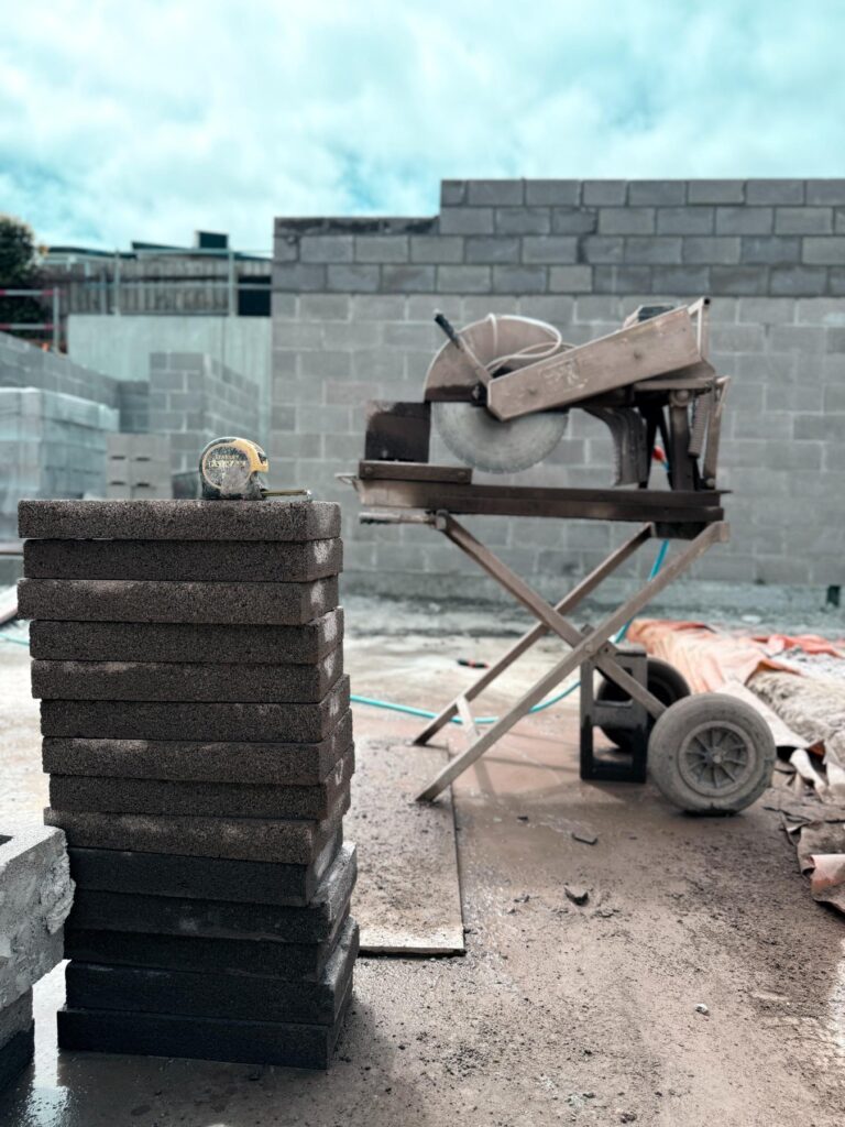Concrete blocks ready for builder blocklaying work